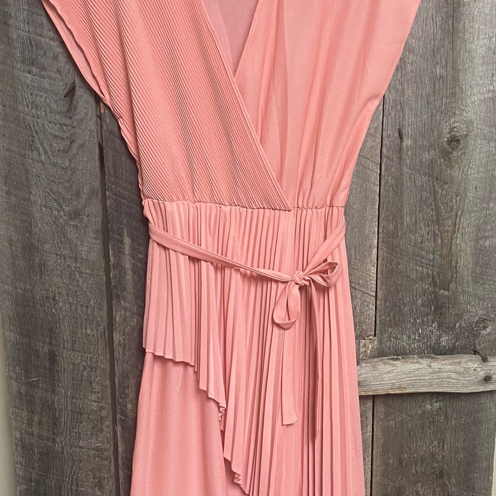 Elegant Asymmetrical Vintage Pink Dress